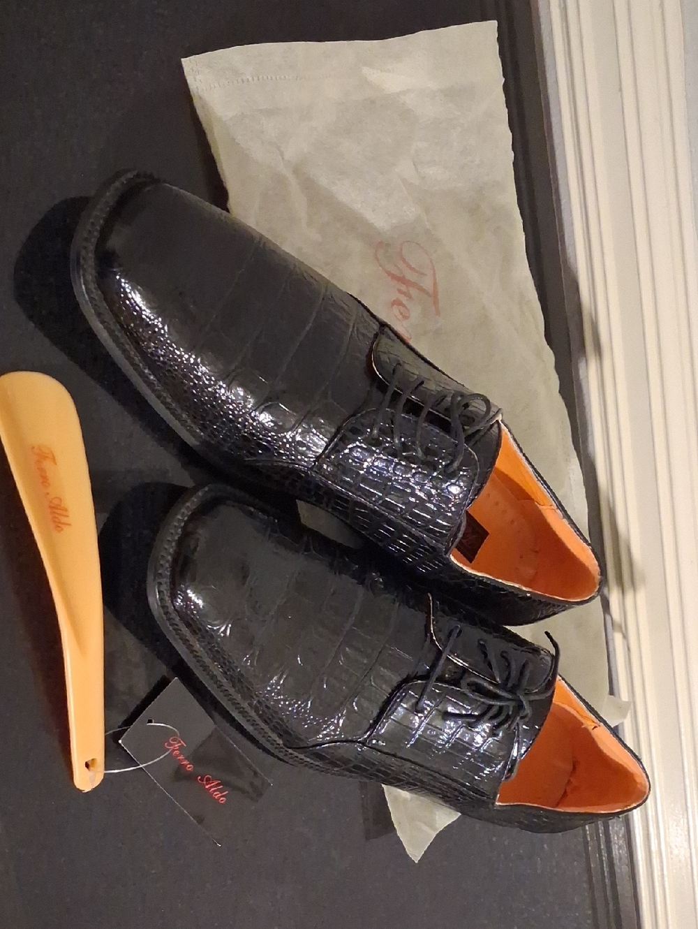 Ferro Aldo Black Textured Men's Dress Shoes
